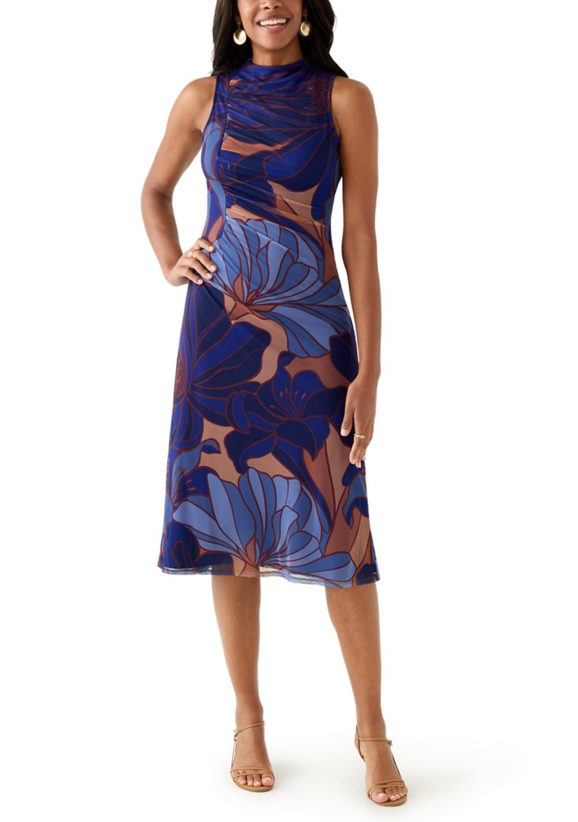  Womens Sleeveless Sheath Midi Dress 