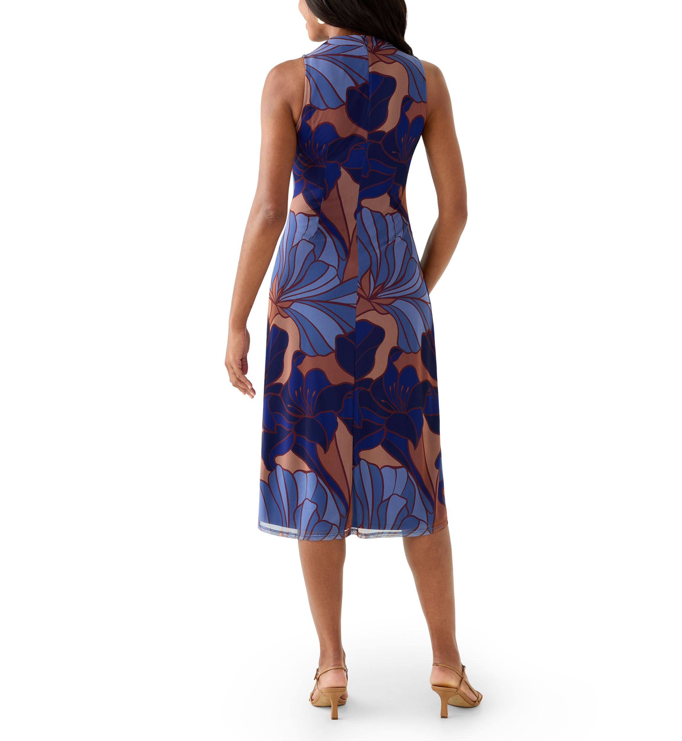  Womens Sleeveless Sheath Midi Dress 