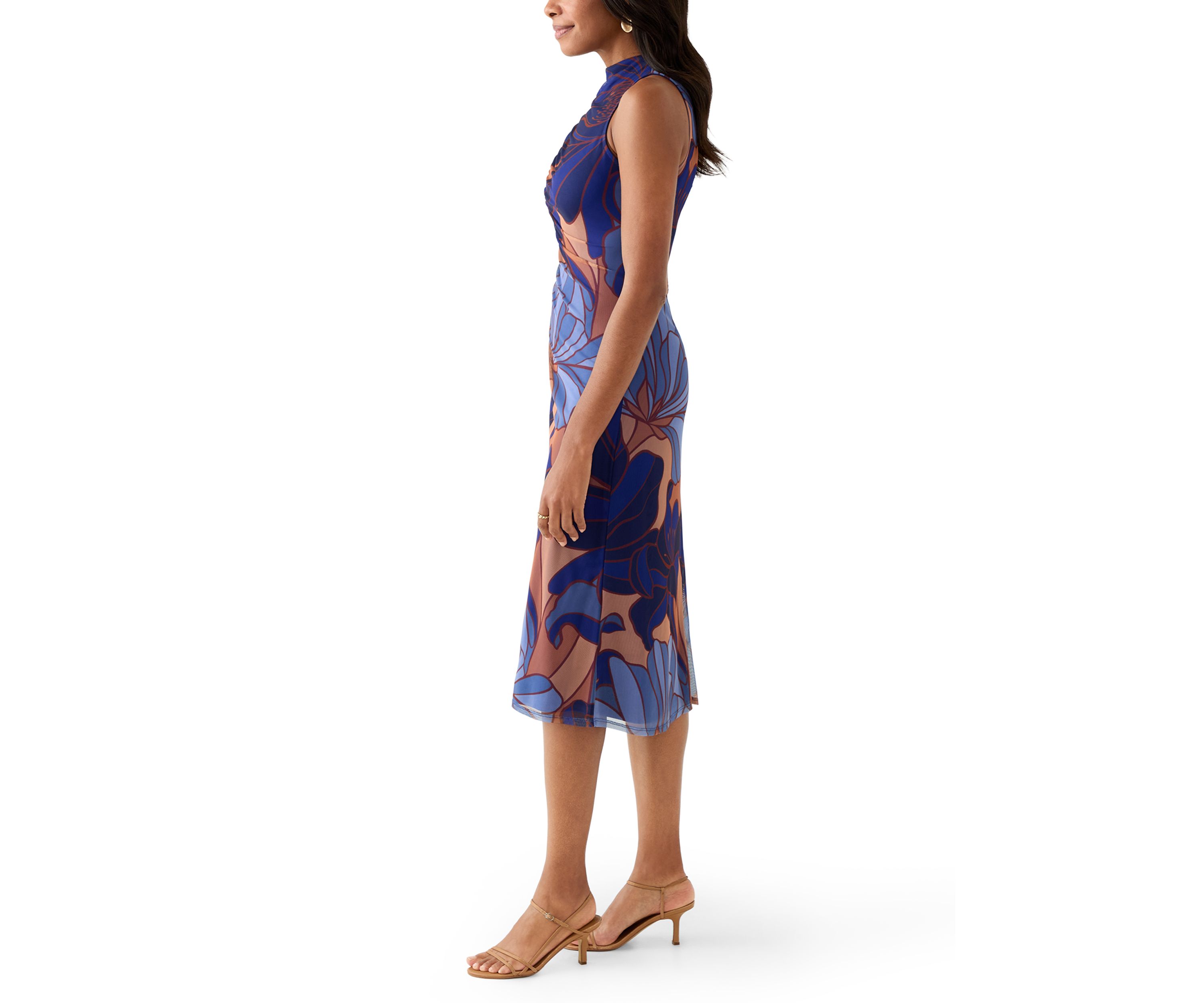  Womens Sleeveless Sheath Midi Dress 