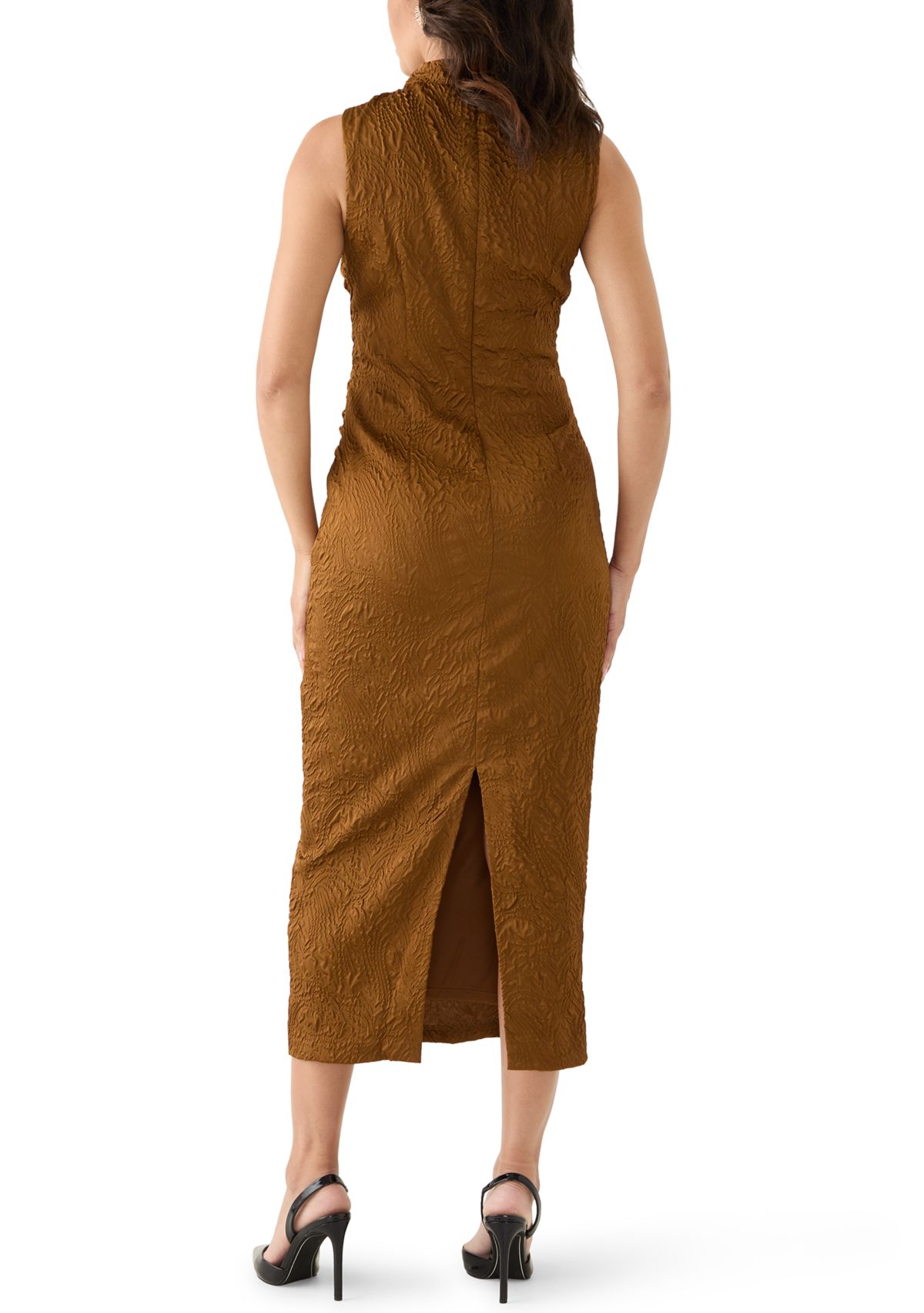 Womens Sleeveless Cowl Neck Maxi Sheath Dress