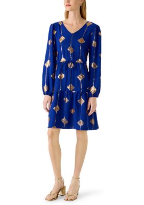 Nina Leonard Women's Diamond Sequin Blouson Sleeve Dress, XL