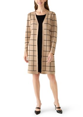Nina Leonard Women's Twofer Knit Windowpane Sweater Dress, XL