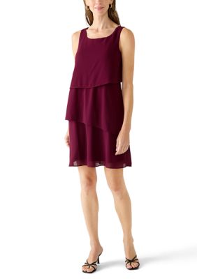 Nina Leonard Women's Sleeveless Tiered Chiffon Dress, XL