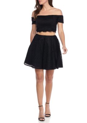 lace two piece skirt set