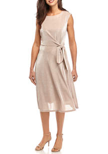 Ronni Nicole Glitter Knit Side Tie Tea Length Dress | belk