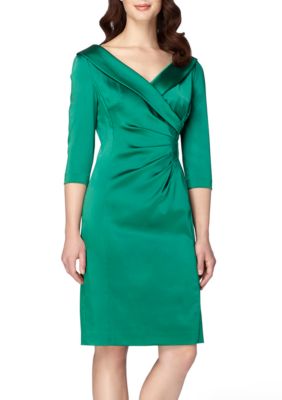 Tahari ASL Portrait Collar Satin Wrap Dress | belk