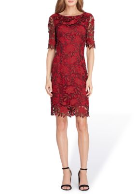 Tahari ASL Short Sleeve Chemical Lace Sheath Dress | belk