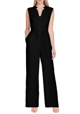 tahari asl sleeveless square neck jumpsui