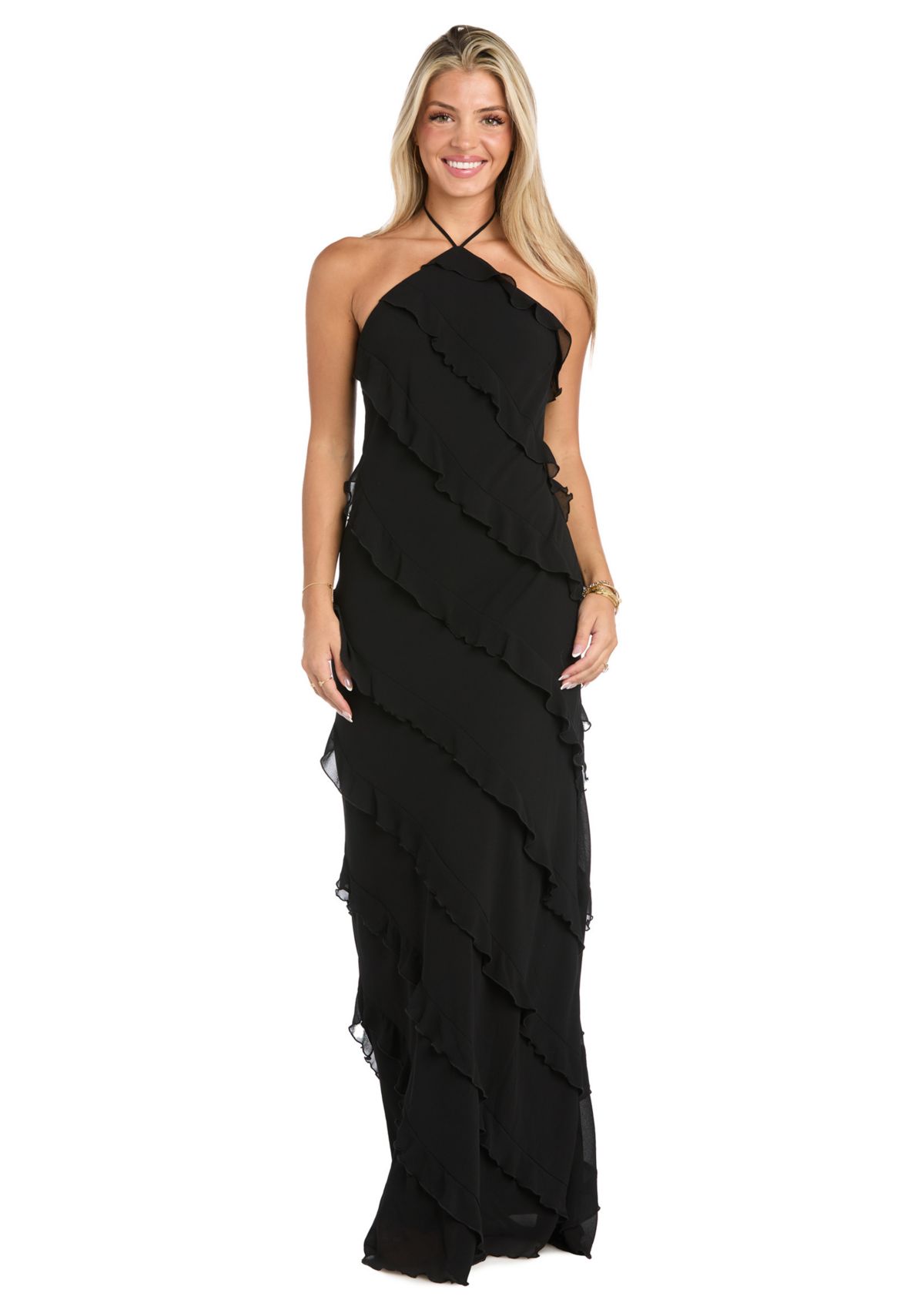 Sleeveless Halter Neck Gown 