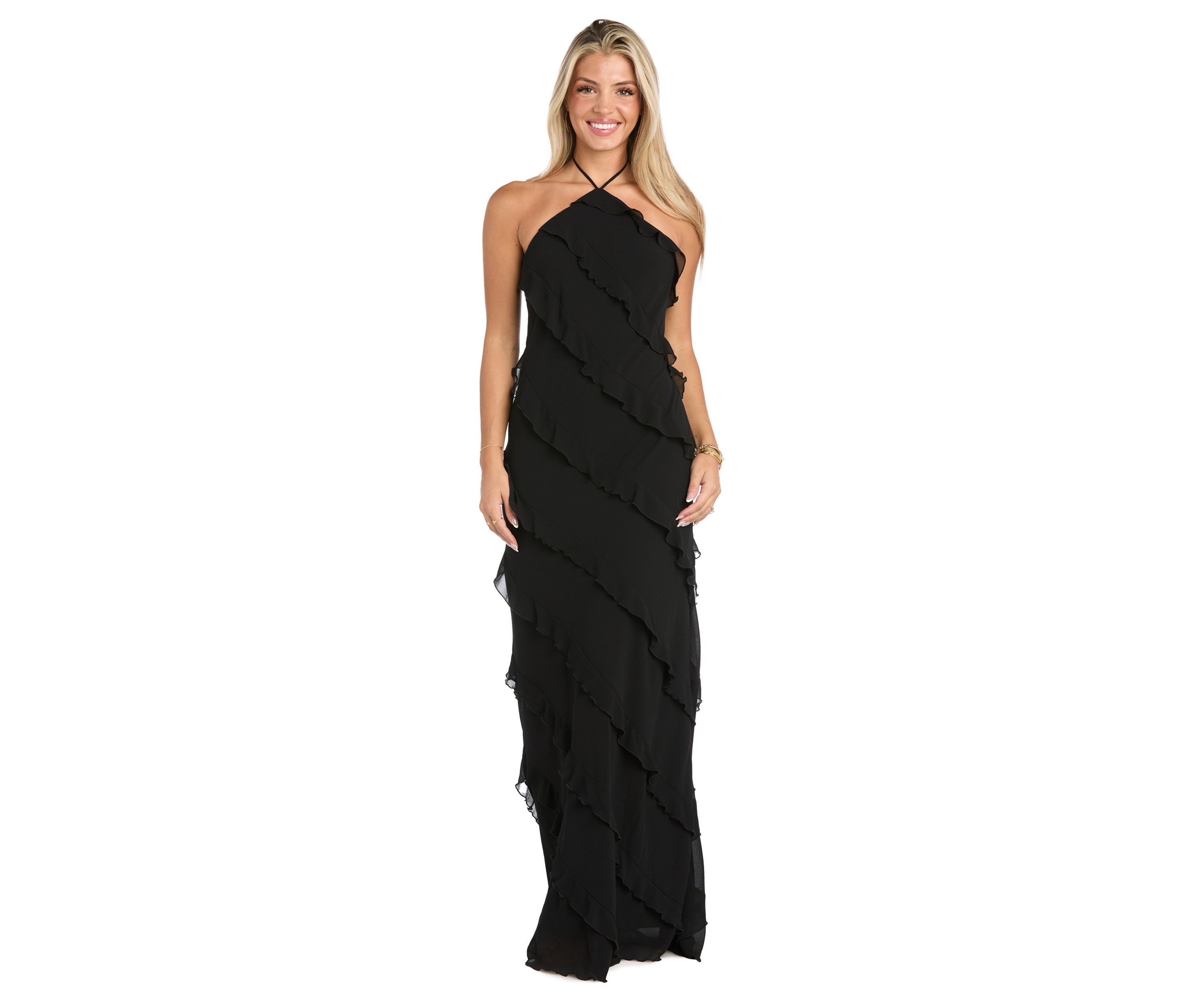 Sleeveless Halter Neck Gown 