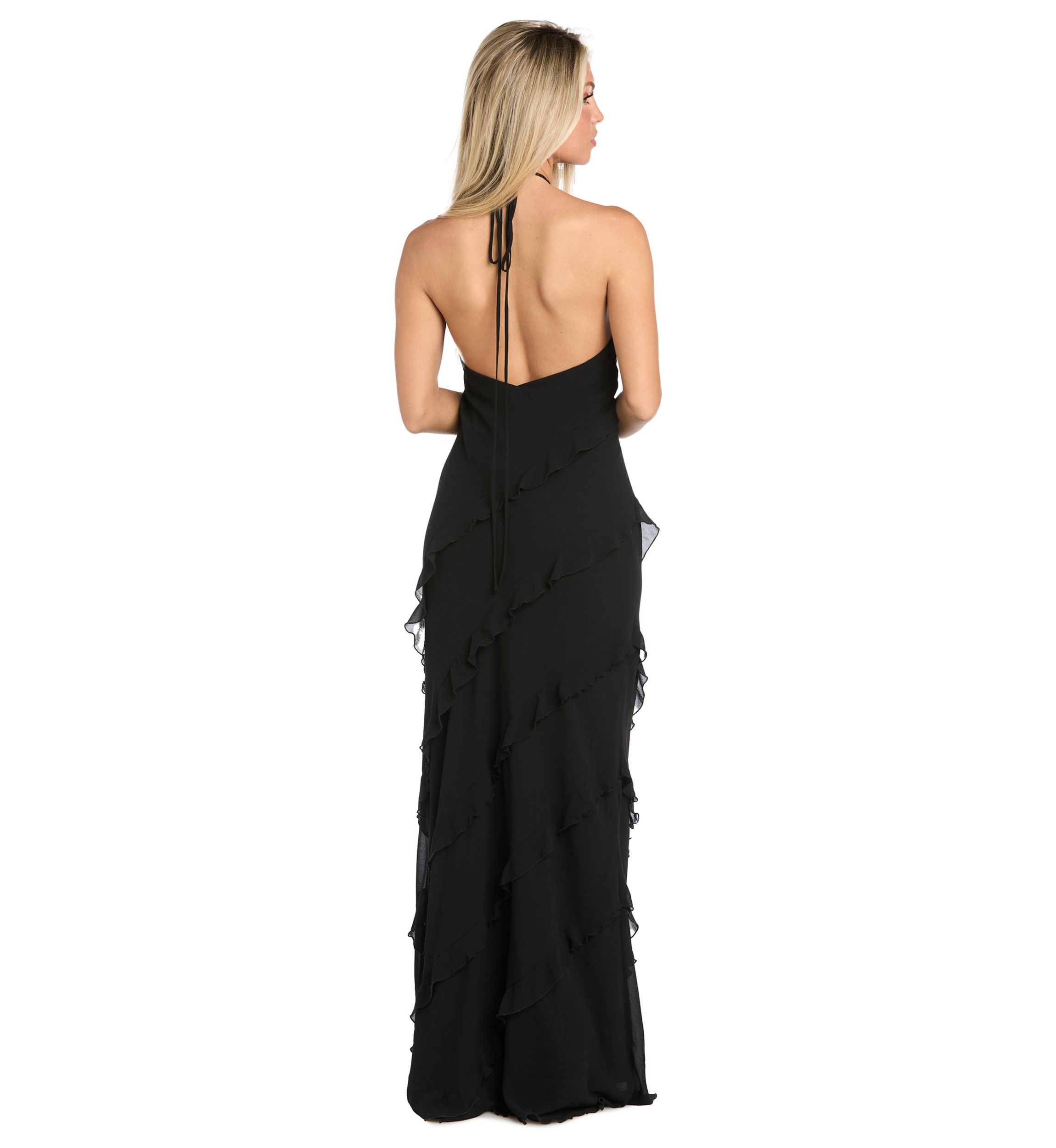 Sleeveless Halter Neck Gown 