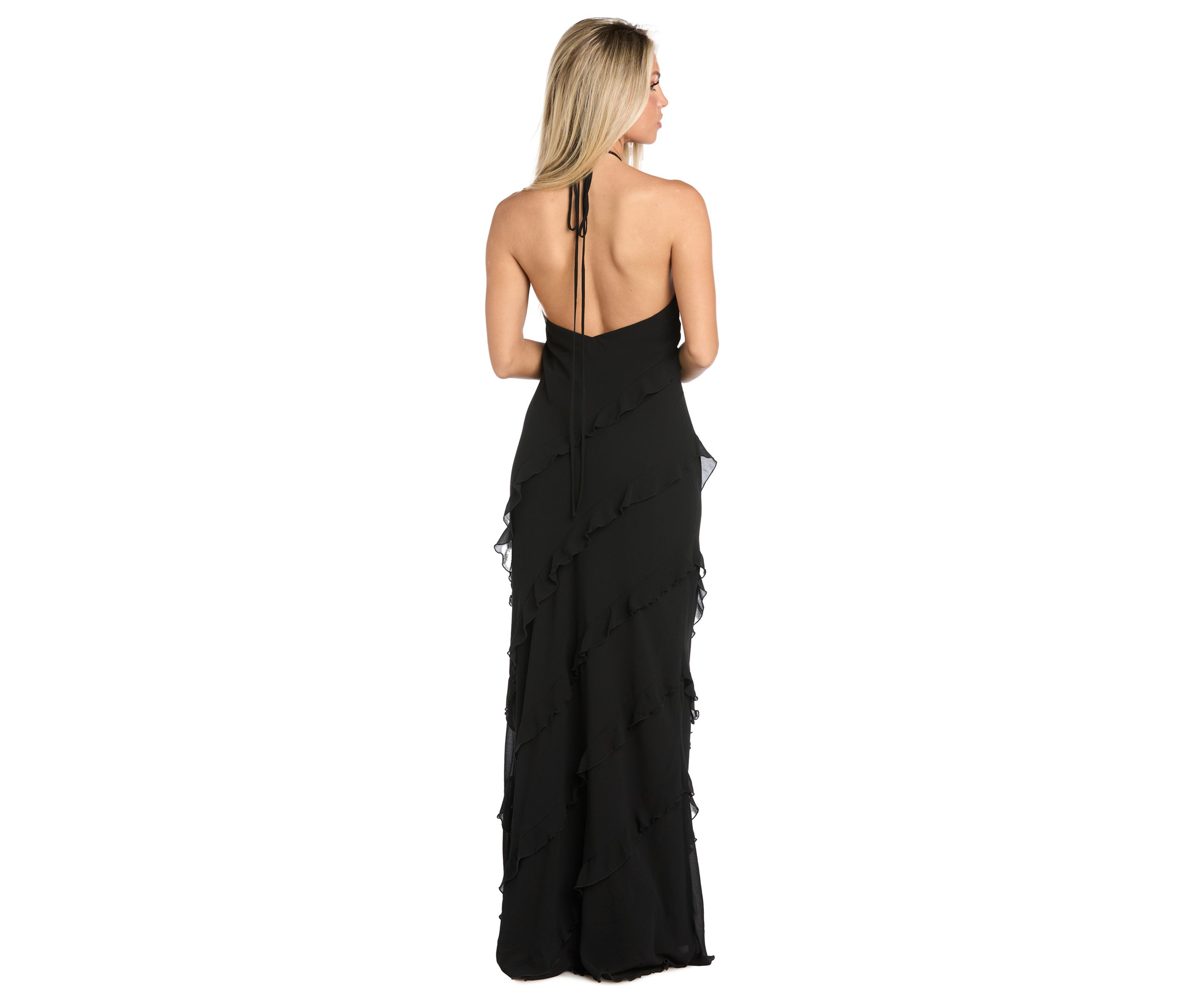 Sleeveless Halter Neck Gown 