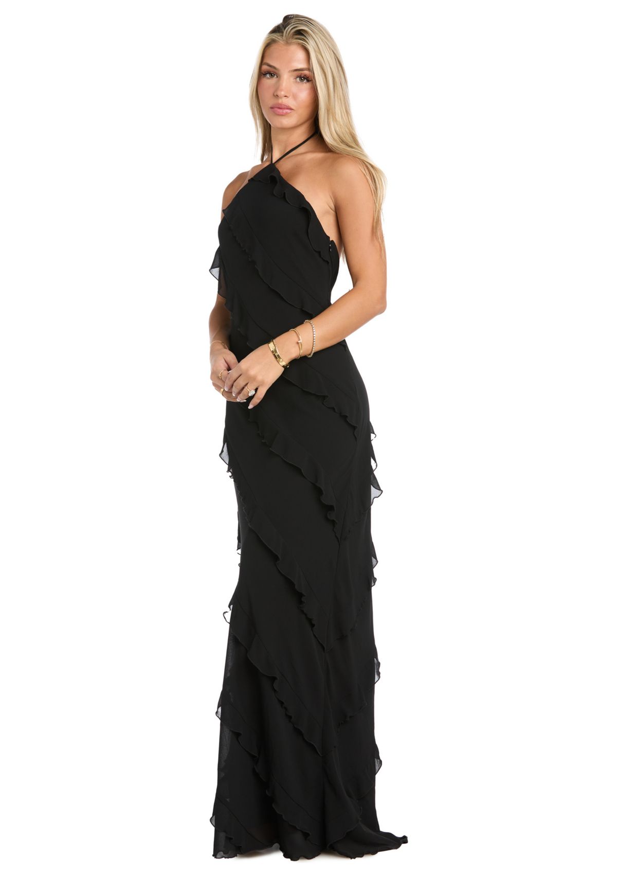 Sleeveless Halter Neck Gown 