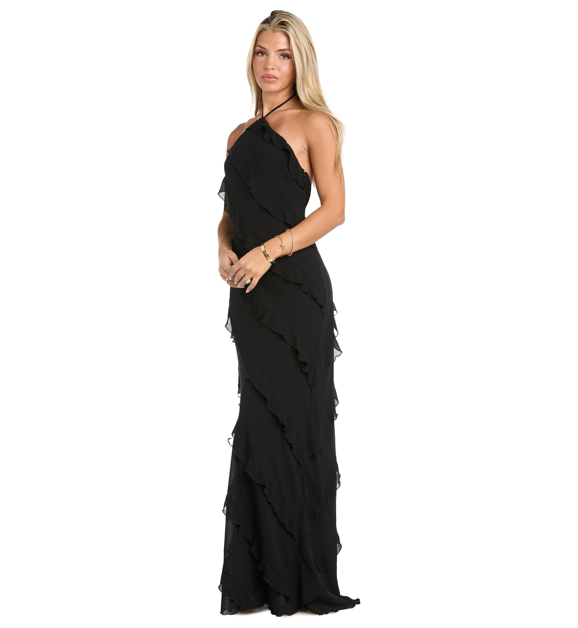 Sleeveless Halter Neck Gown 