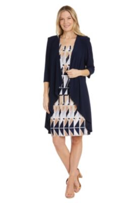 2Pc Puff Print Ity Jacket Dress