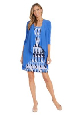 R & M Richards Women's 2Pc Puff Print Ity Jacket Dress
