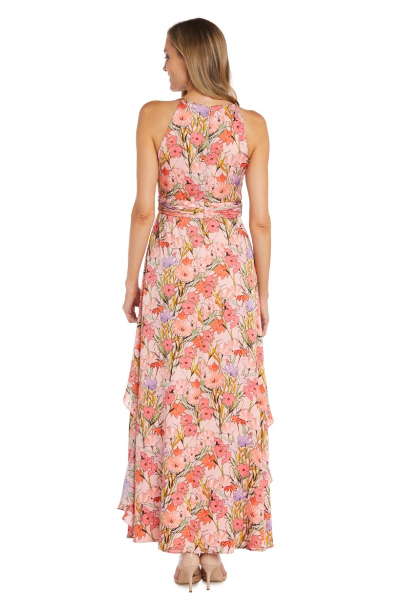Missy 1Pc Printed Chiffon Ruffle Halter Dress