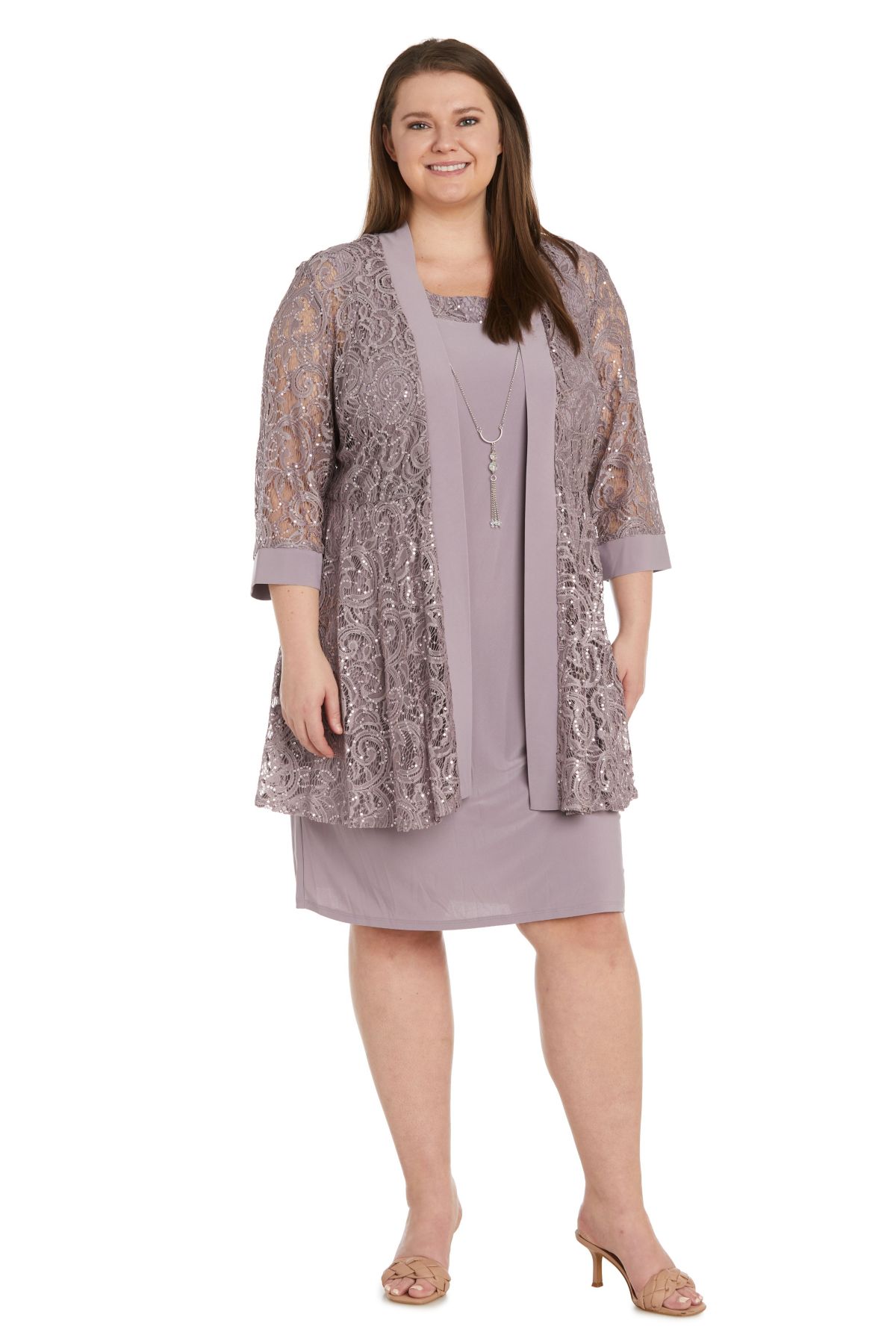 2Pc Emb Sequin Lace And Ity Jacket Dress