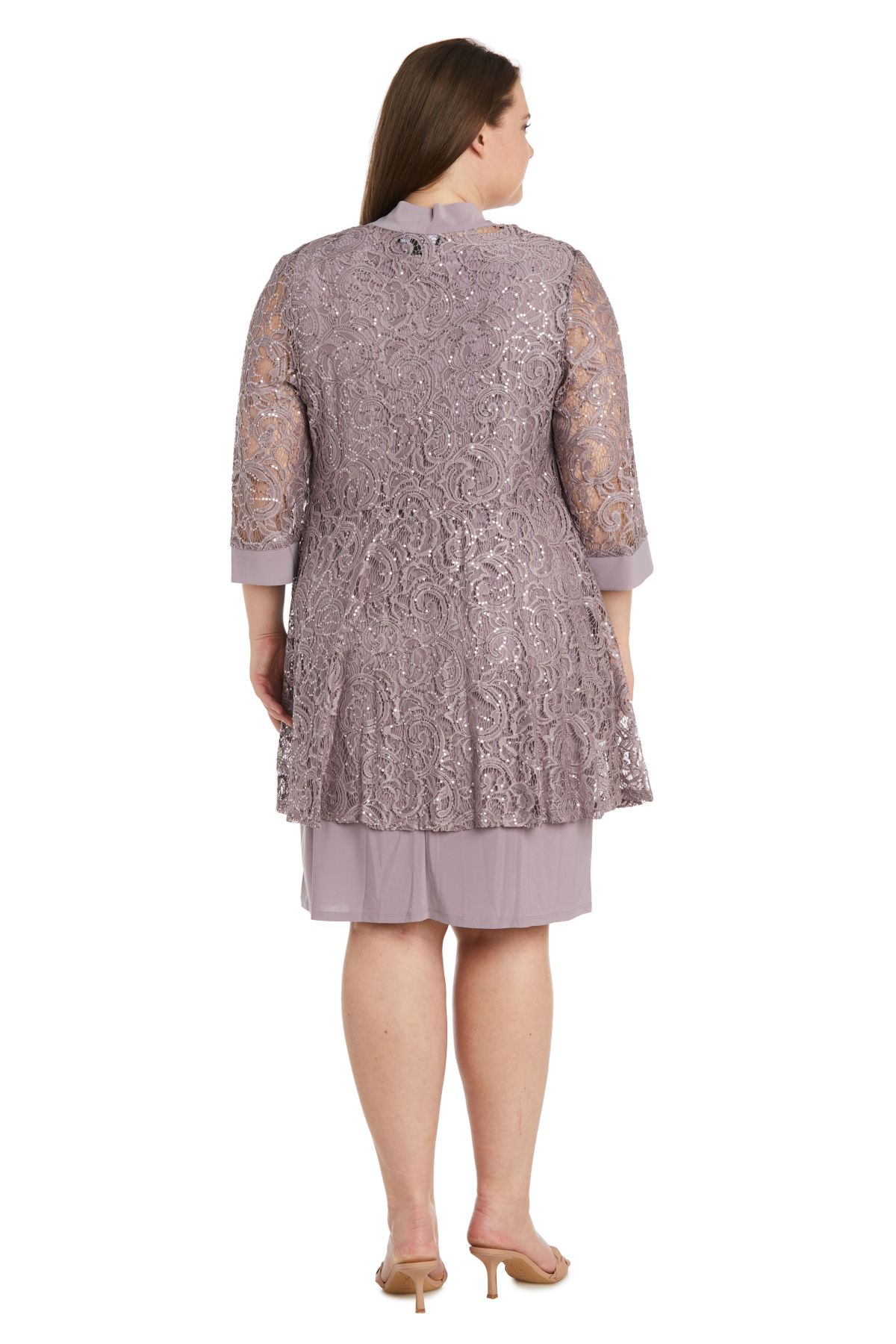 2Pc Emb Sequin Lace And Ity Jacket Dress