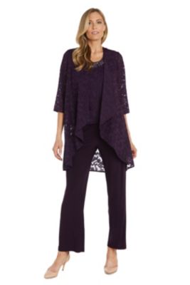 R & M Richards 3Pc Duster Jacquard Burnout Pantsuit | belk