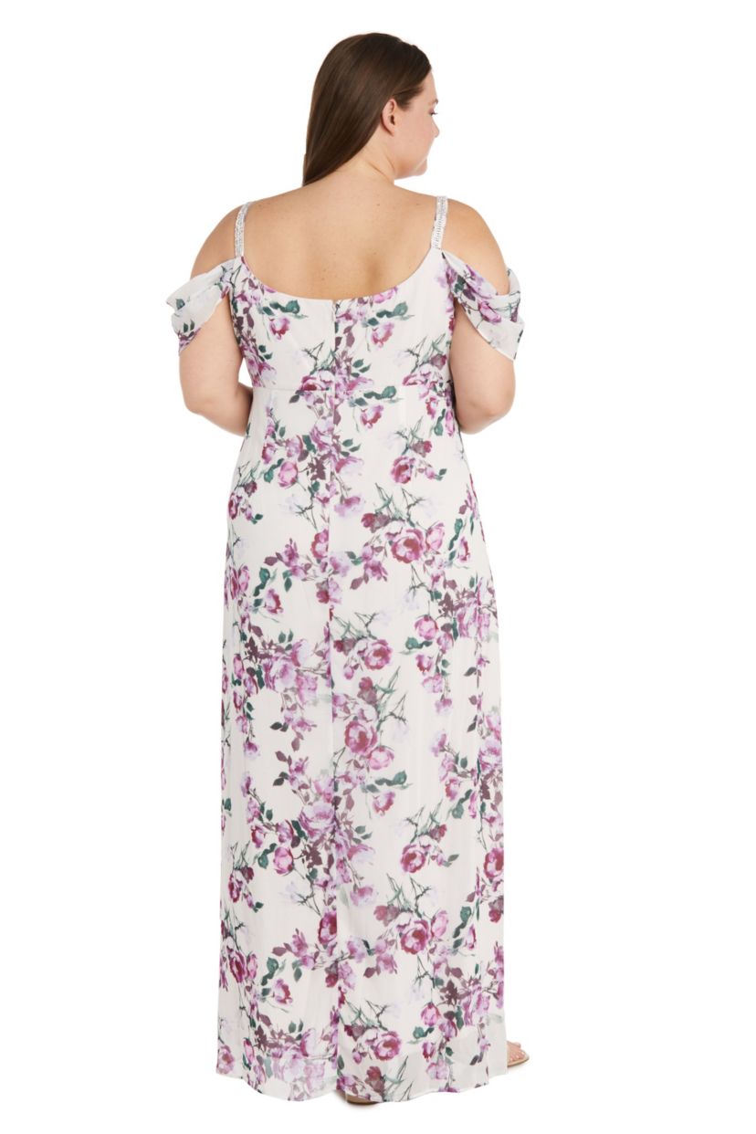 1Pc Print Hi Multi Chiffon Surplice Dress With Modesty Front Cowl Neck