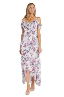 1Pc Print Hi Multi Chiffon Surplice Dress With Modesty Front Cowl Neck