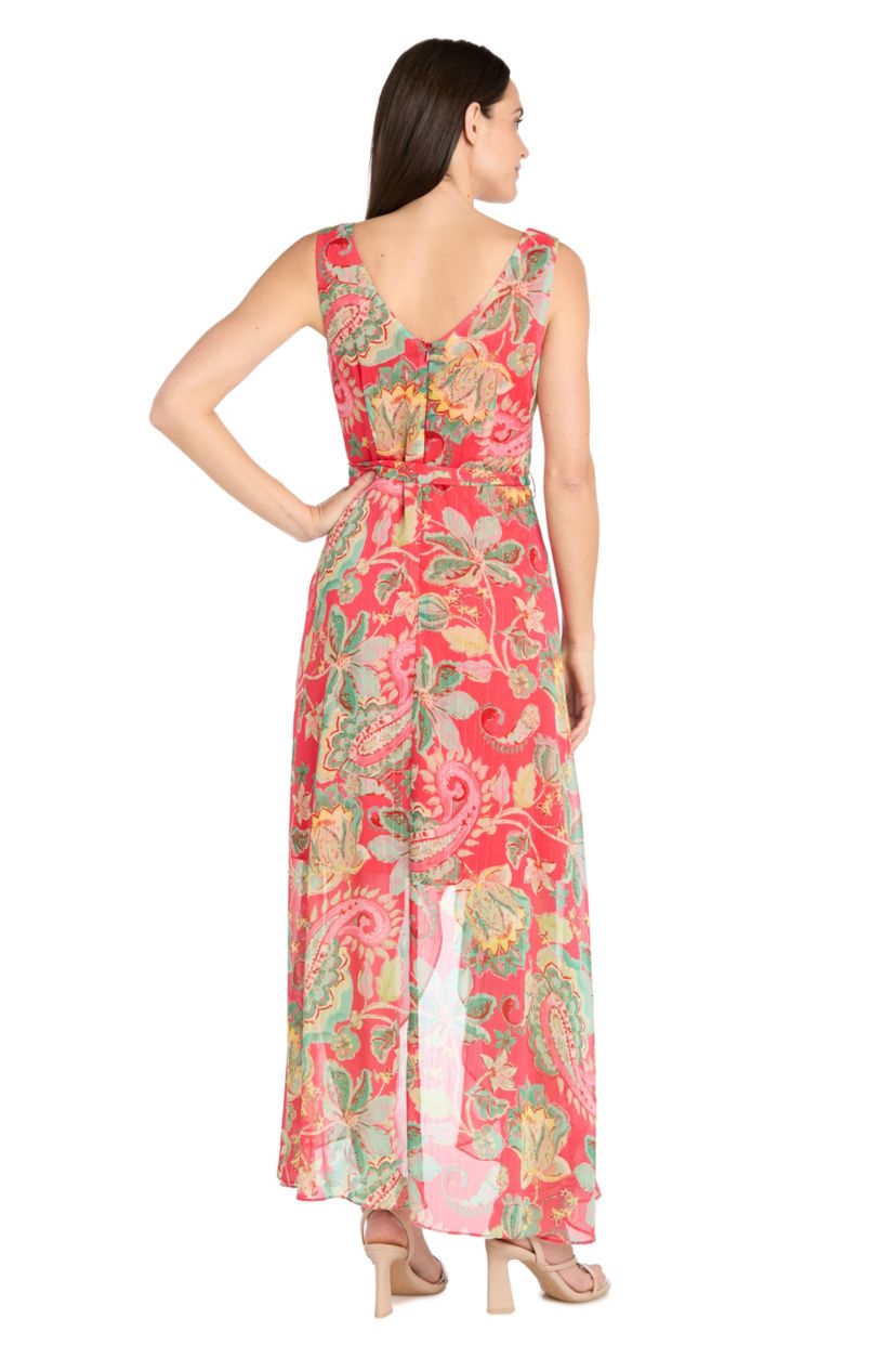 1Pc Printed Chiffon with Lurex Hi Lo Wrap Dress