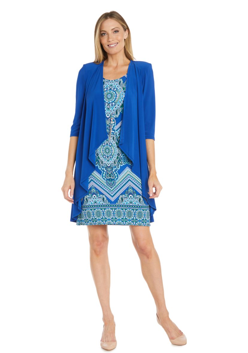 Womens 3/4 Sleeve Printed Jacket Dress