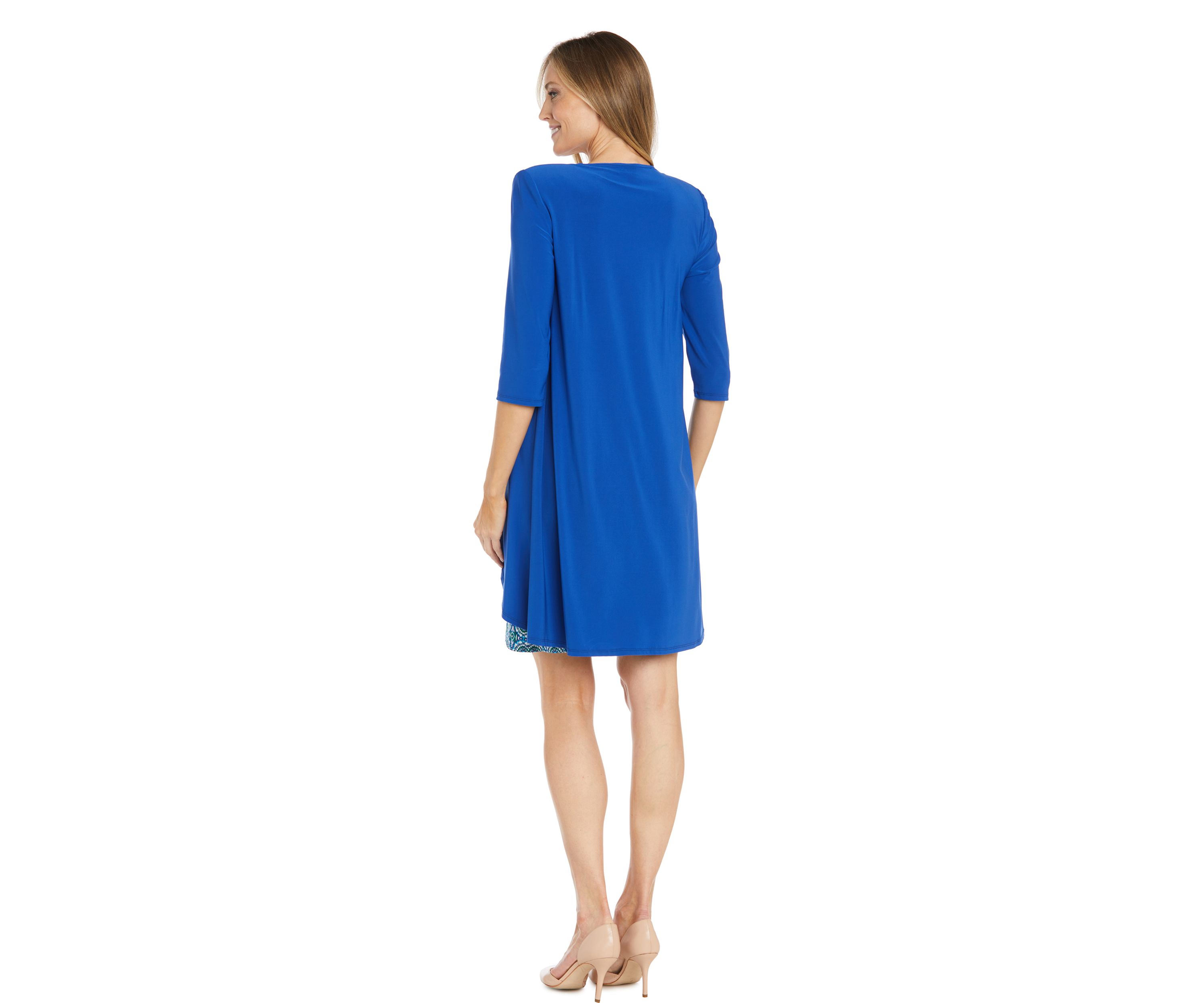 Womens 3/4 Sleeve Printed Jacket Dress