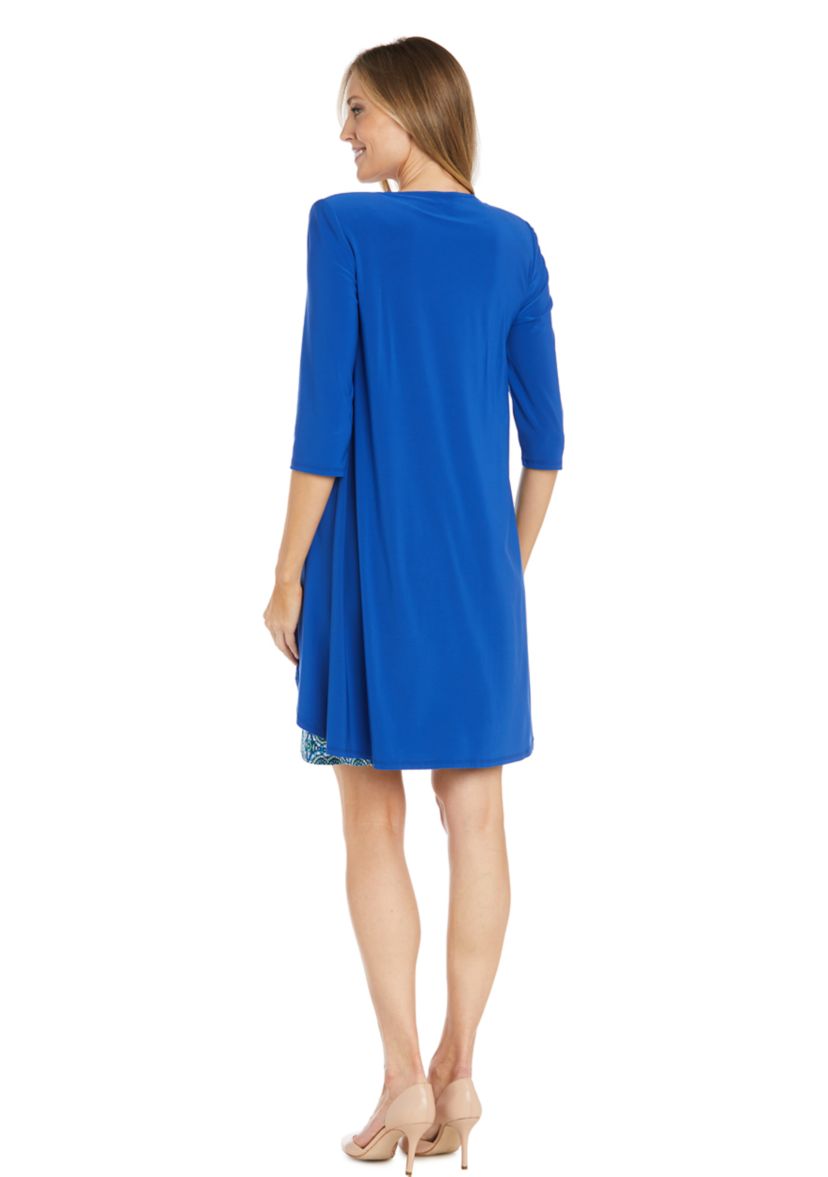 Womens 3/4 Sleeve Printed Jacket Dress