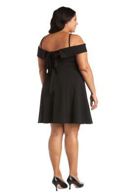 Short Scuba Crepe Cuff Bodice Fit Flair W Spaghetti Straps And Tie Back