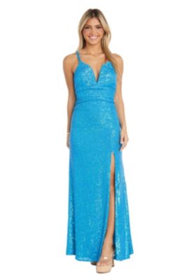 Long Sequin Sweetheart Neck W Side Slit