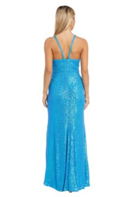 Long Sequin Sweetheart Neck W Side Slit