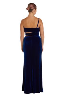 Long Stretch One Shoulder Velvet W Cut Out Side Details