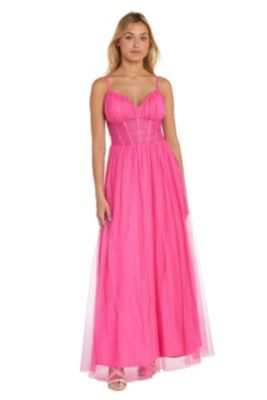 Long Sweetheart Neck Tulle Ballgown W Adjustable Spaghetti Straps  Corset Midriff And Pockets