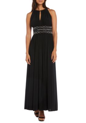 Women's Beaded Long Empire Waist Dress