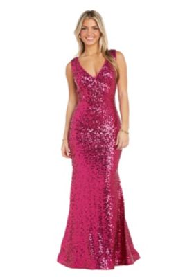 Long V Front All Over Sequins W Power Mesh Side Insets And Deep Back