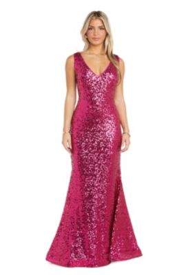 Long V Front All Over Sequins W Power Mesh Side Insets And Deep Back