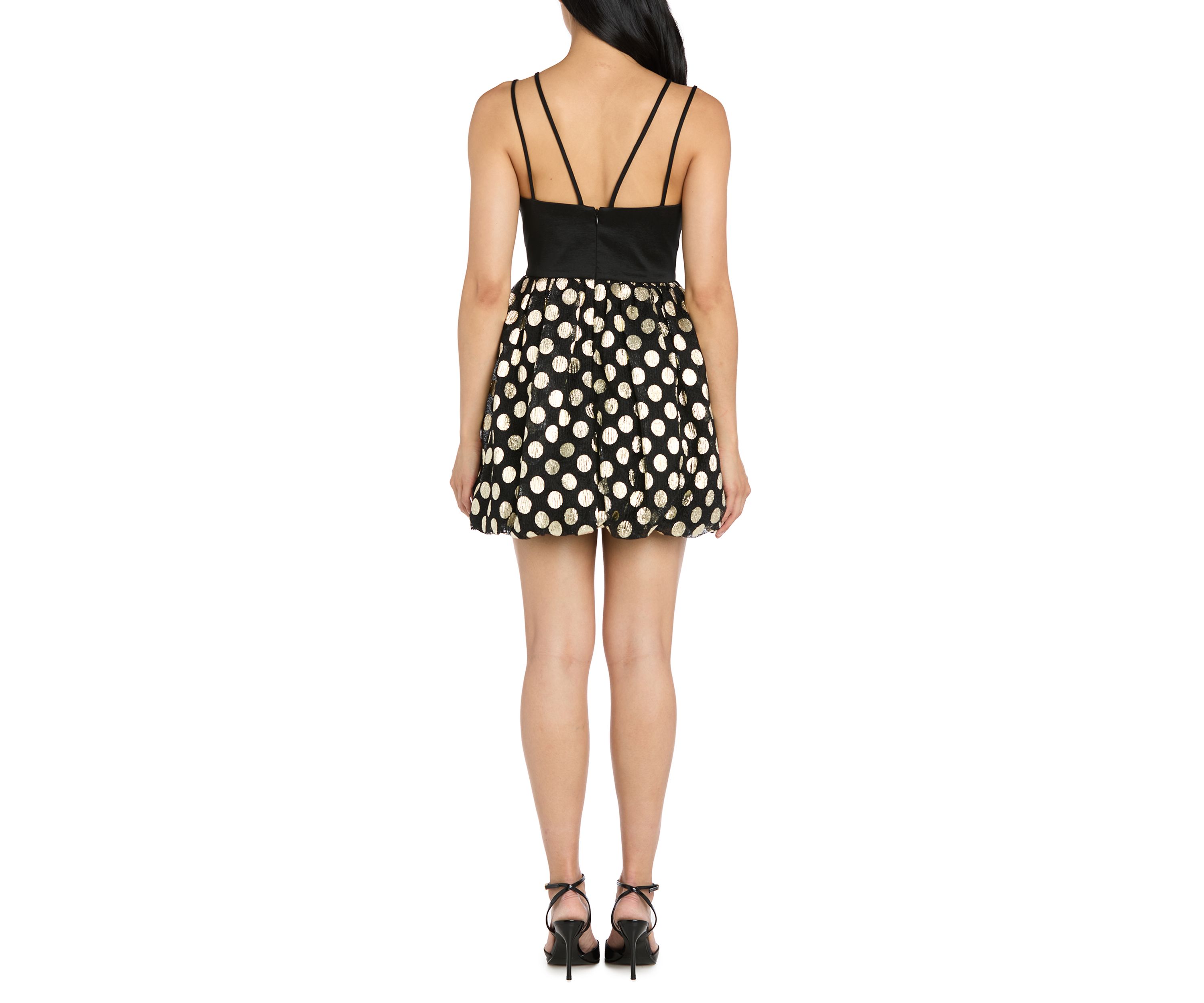Womens Sweetheart Neck Dot Printed Fit and Flare Mini Dress