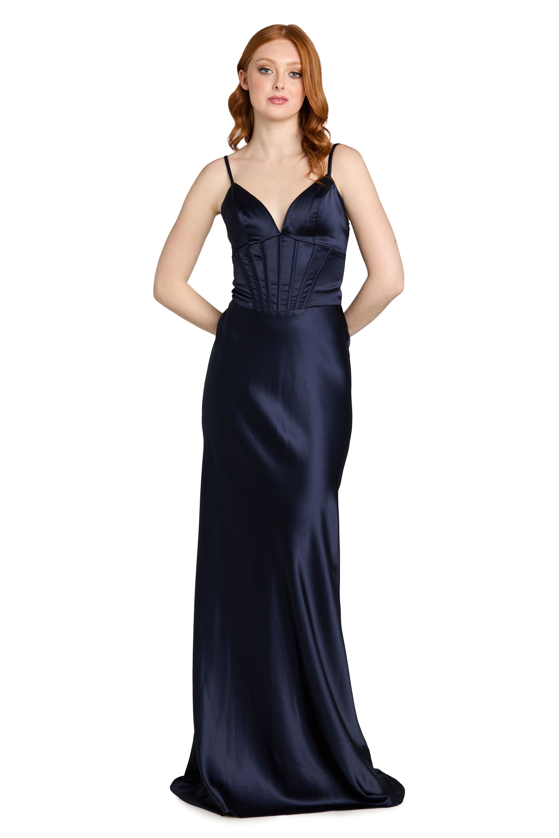 corset max morgan midi dress & Co. Satin Color_Navy Gold Dip Dye Slip – Size:UK 08 | EU 34 | US 04