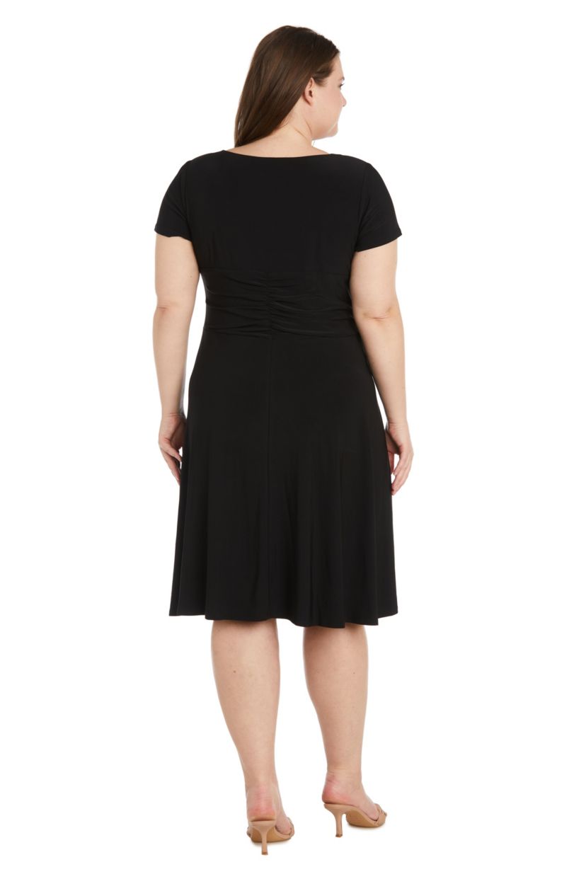 1Pc Sculpt Waist Fit And Flare Dress With Rhinestone Detail