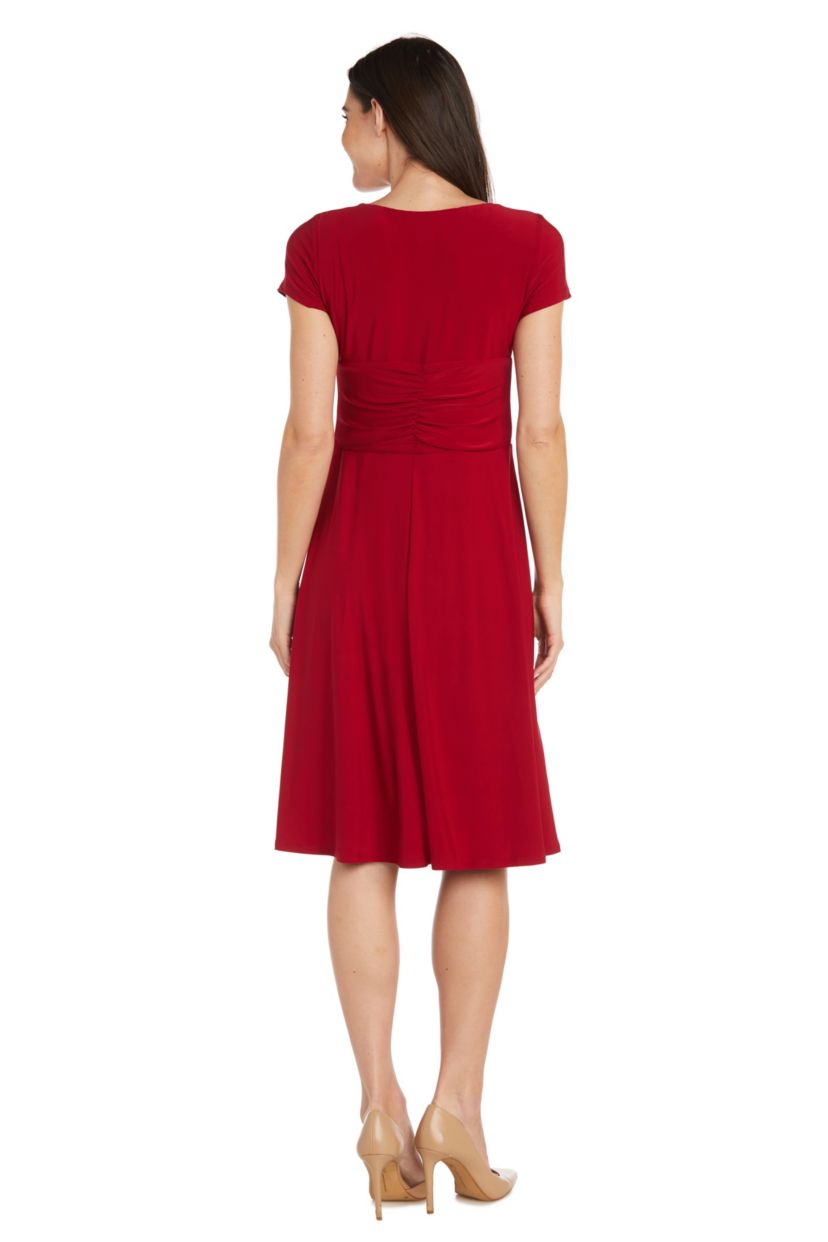1Pc Sculpt Waist Fit And Flare Dress With Rhinestone Detail