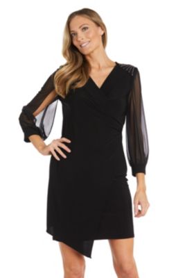 1Pc Surplice Dress With Shoulder Detail And Balloon Sleeves