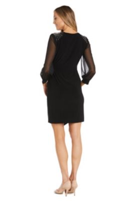 1Pc Surplice Dress With Shoulder Detail And Balloon Sleeves