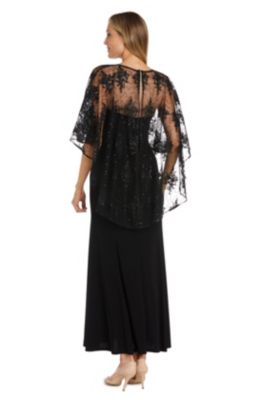 1Pc Long Sheer Illusion Embelished Mesh Capelet Over Ity Dress