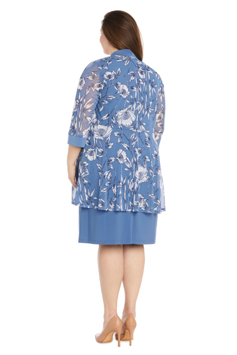 2Pc Printed Puff Print Jacket Dress With Tank Dress And Detachable Necklace