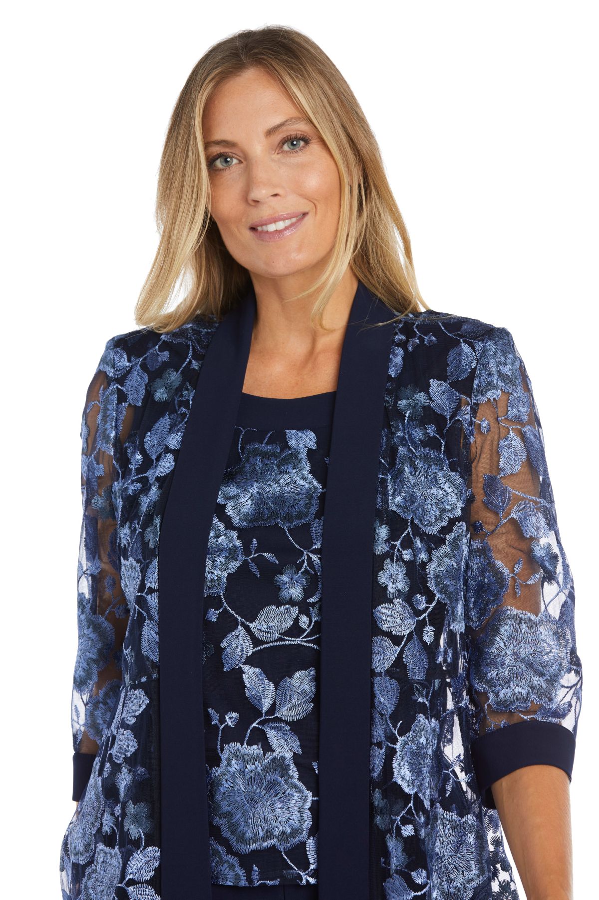 Missy 2Pc Floral Threadwork Pantsuit