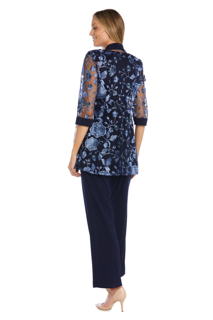 Missy 2Pc Floral Threadwork Pantsuit