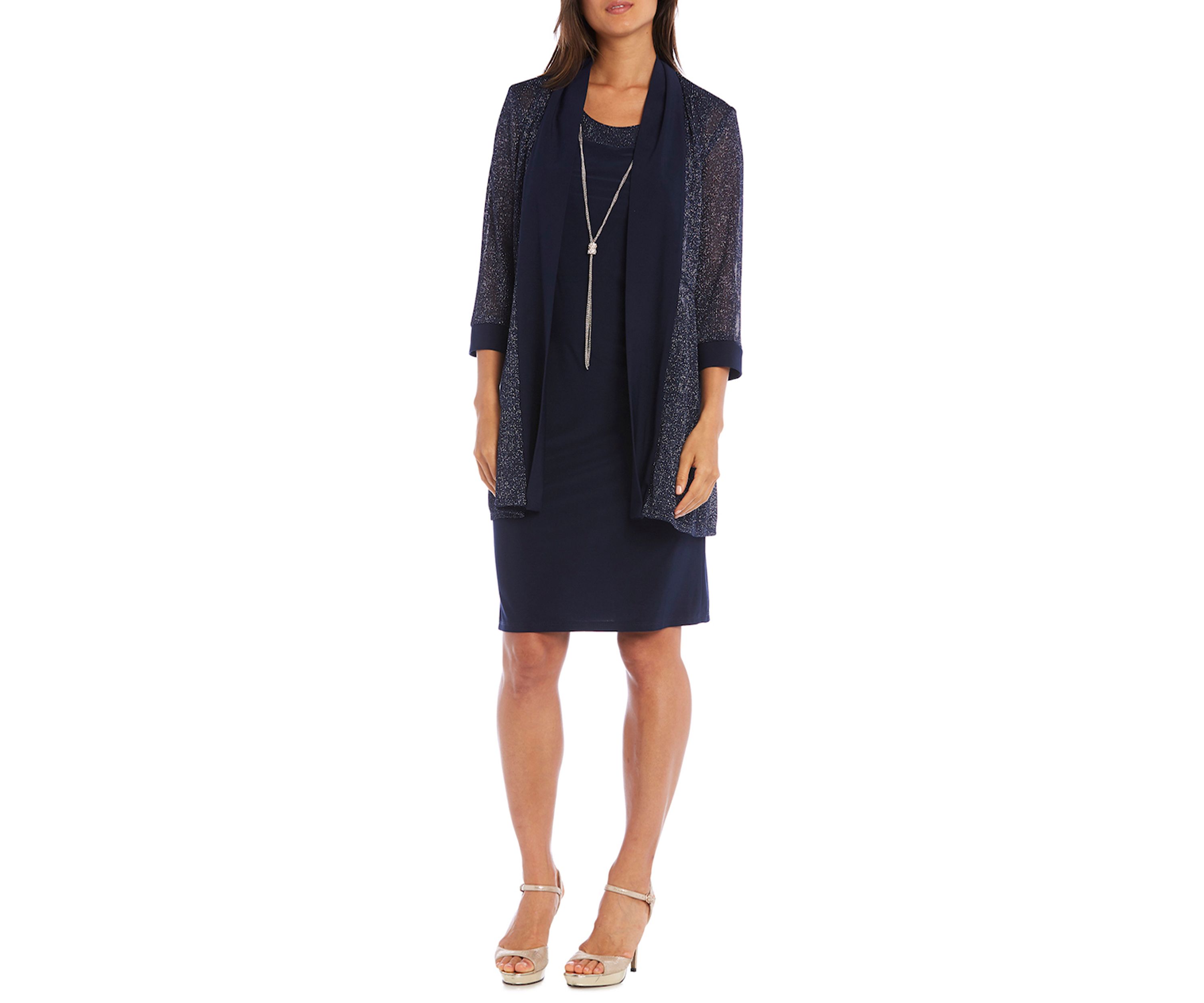 Womens Metallic Baby Rib Jacket Dress