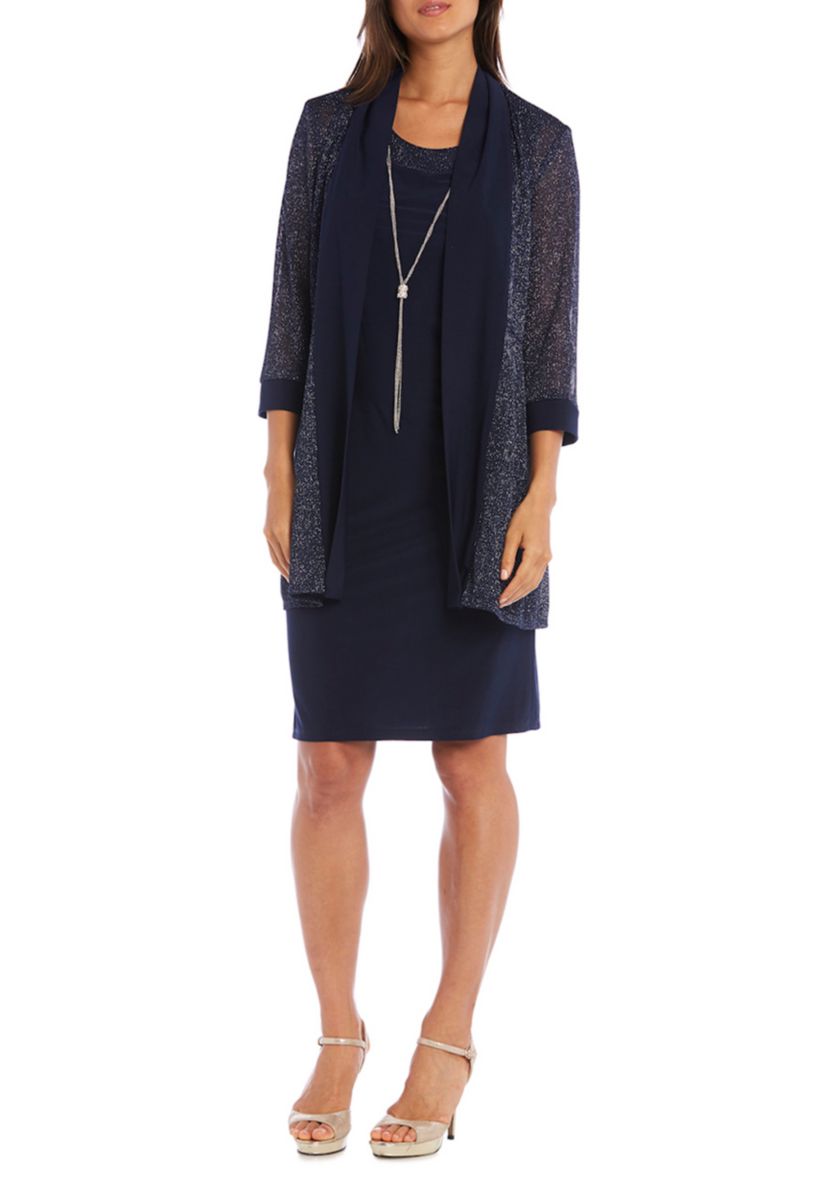 Womens Metallic Baby Rib Jacket Dress